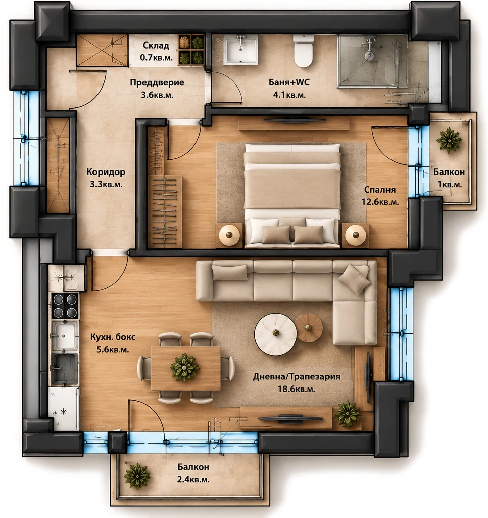 Floor plan of unit A4