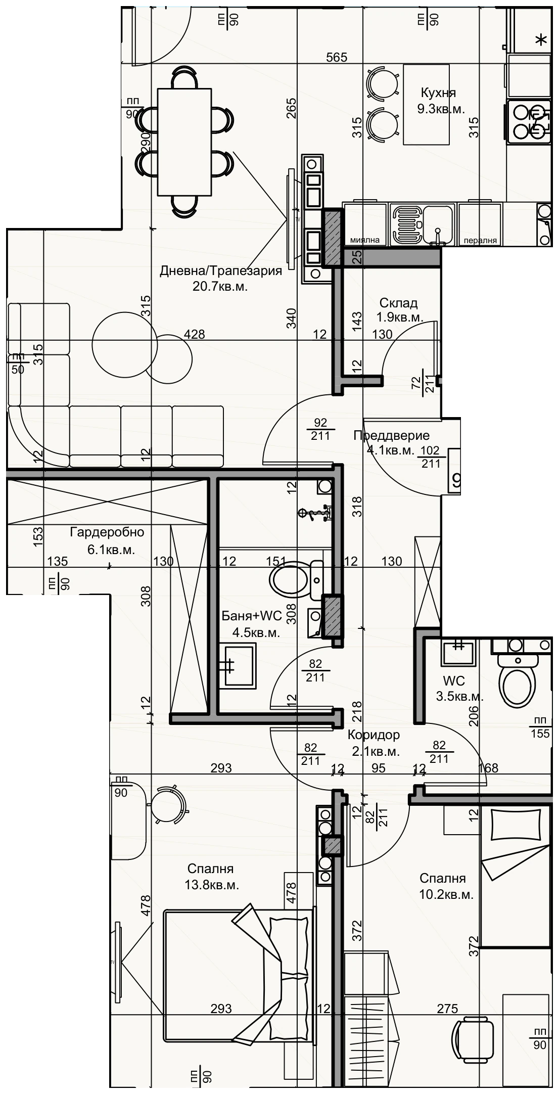 Floor plan of unit A9